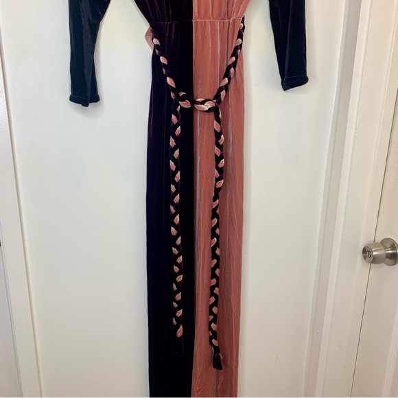 MISA Paloma Wrap Dress Color Block Velvet Braided Belt Cocktail Dress size Small - Picture 8 of 11